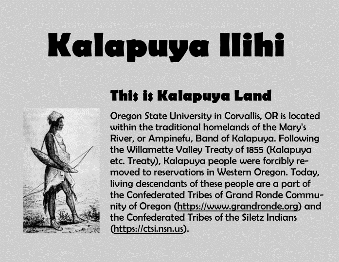 Statement describing the history of Kalapuya Land that OSU resides upon.